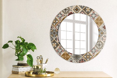 Runder Spiegel mit bedrucktem Rahmen Türkisch muster