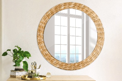 Runder Spiegel mit dekorativem Rahmen Schilf textur