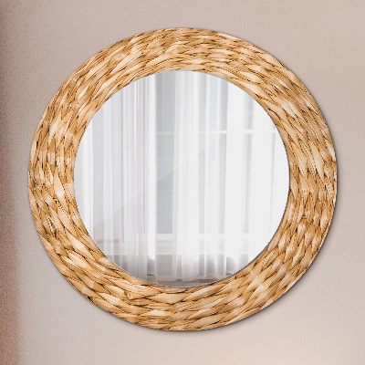 Runder Spiegel mit dekorativem Rahmen Schilf textur