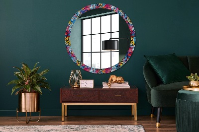 Runder Spiegel mit dekorativem Rahmen Bunt kritzeleien