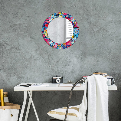 Runder Spiegel mit dekorativem Rahmen Bunt kritzeleien