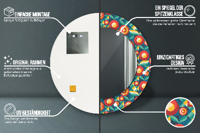 Runder Spiegel mit bedrucktem Rahmen Geometrisch früchte und blätter