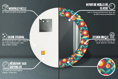 Runder Spiegel mit bedrucktem Rahmen Geometrisch früchte und blätter