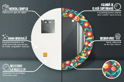 Runder Spiegel mit bedrucktem Rahmen Geometrisch früchte und blätter