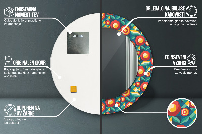 Runder Spiegel mit bedrucktem Rahmen Geometrisch früchte und blätter