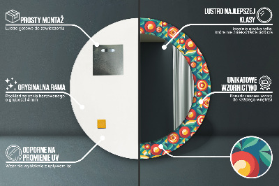 Runder Spiegel mit bedrucktem Rahmen Geometrisch früchte und blätter