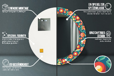 Runder Spiegel mit bedrucktem Rahmen Geometrisch früchte und blätter