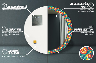 Runder Spiegel mit bedrucktem Rahmen Geometrisch früchte und blätter