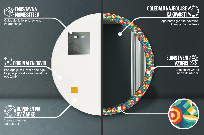 Runder Spiegel mit bedrucktem Rahmen Geometrisch früchte und blätter