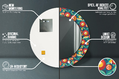 Runder Spiegel mit bedrucktem Rahmen Geometrisch früchte und blätter