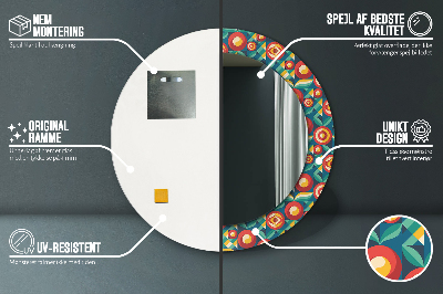 Runder Spiegel mit bedrucktem Rahmen Geometrisch früchte und blätter