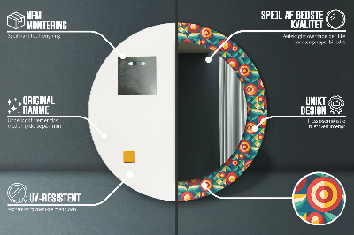 Runder Spiegel mit bedrucktem Rahmen Geometrisch früchte und blätter