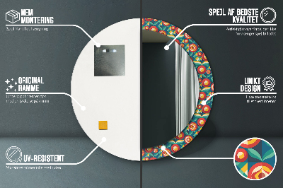 Runder Spiegel mit bedrucktem Rahmen Geometrisch früchte und blätter