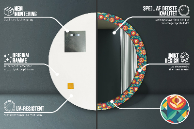 Runder Spiegel mit bedrucktem Rahmen Geometrisch früchte und blätter