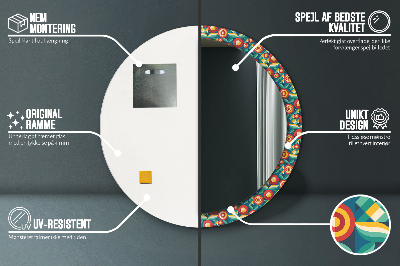 Runder Spiegel mit bedrucktem Rahmen Geometrisch früchte und blätter