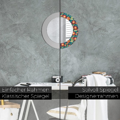 Runder Spiegel mit bedrucktem Rahmen Geometrisch früchte und blätter