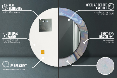 Runder Spiegel mit bedrucktem Rahmen Holographisch textur