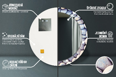 Runder Spiegel mit bedrucktem Rahmen Meer steine kreis
