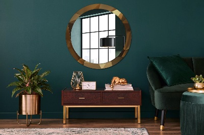 Runder Spiegel mit bedrucktem Rahmen Gold abstrakt