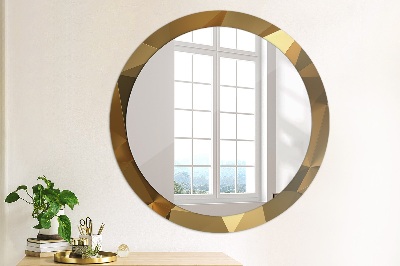 Runder Spiegel mit bedrucktem Rahmen Gold abstrakt