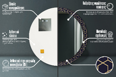 Runder Spiegel mit bedrucktem Rahmen Abstrakt geometrisch