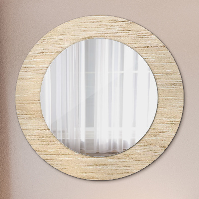 Runder Spiegel mit bedrucktem Rahmen Licht holz