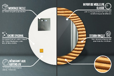 Runder Spiegel mit dekorativem Rahmen Holz welle