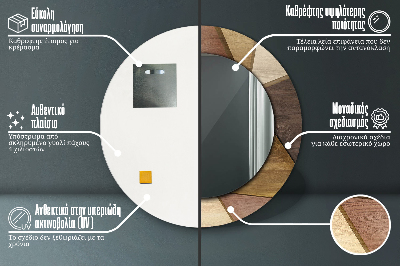 Runder Spiegel mit bedrucktem Rahmen Geometrisch holz 3d