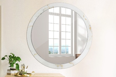 Runder Spiegel mit bedrucktem Rahmen Weiß gold marmor