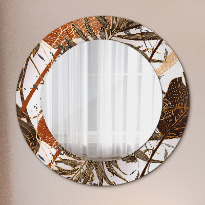 Runder Spiegel mit bedrucktem Rahmen Palme blätter
