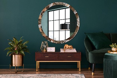 Runder Spiegel mit bedrucktem Rahmen Palme blätter