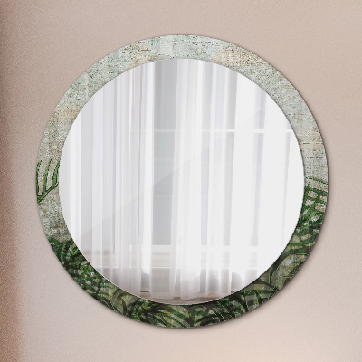 Runder Spiegel mit bedrucktem Rahmen Farn blätter