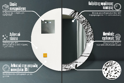Runder Spiegel mit dekorativem Rahmen Graffiti muster
