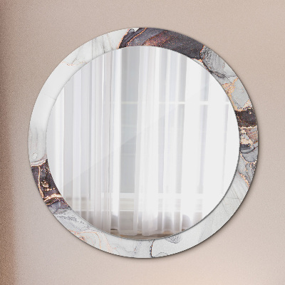 Runder Spiegel mit bedrucktem Rahmen Abstrakt flüssig