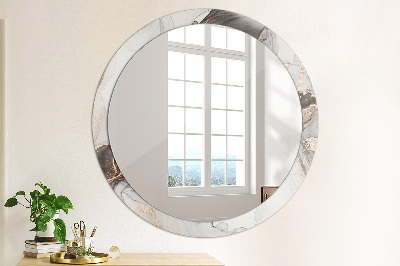 Runder Spiegel mit bedrucktem Rahmen Abstrakt flüssig