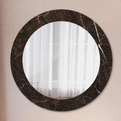 Runder Spiegel mit bedrucktem Rahmen Braun marmor