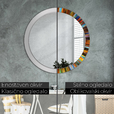 Runder Spiegel mit bedrucktem Rahmen Abstrakt radial muster