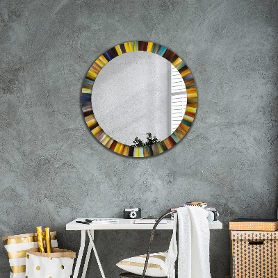 Runder Spiegel mit bedrucktem Rahmen Abstrakt radial muster
