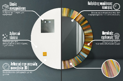 Runder Spiegel mit bedrucktem Rahmen Abstrakt radial muster