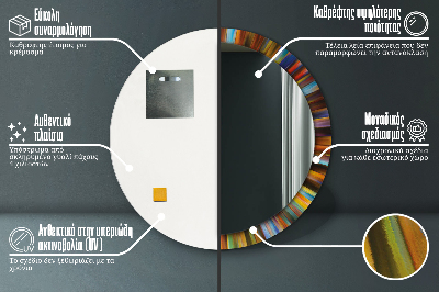 Runder Spiegel mit bedrucktem Rahmen Abstrakt radial muster