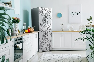 Kühlschrank magnet folie Schwarze und weiße blumen