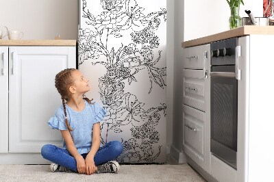 Kühlschrank magnet folie Schwarze und weiße blumen