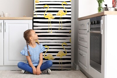 Kühlschrank aufkleber Goldene flamingos