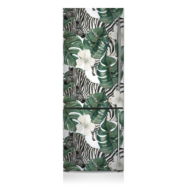 Kühlschrank aufkleber Zebra in blättern