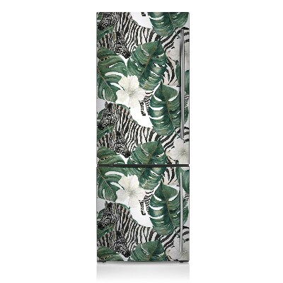 Kühlschrank aufkleber Zebra in blättern