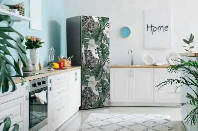 Kühlschrank aufkleber Zebra in blättern