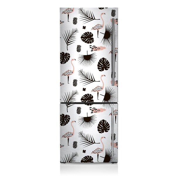 Kühlschrank matte Blätter und flamingos