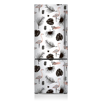 Kühlschrank matte Blätter und flamingos