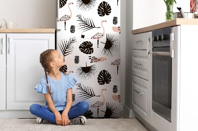 Kühlschrank matte Blätter und flamingos