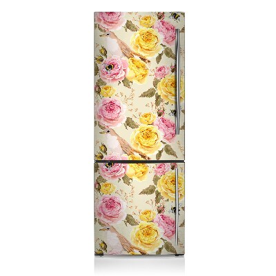 Kühlschrank magnet folie Vögel und rosen